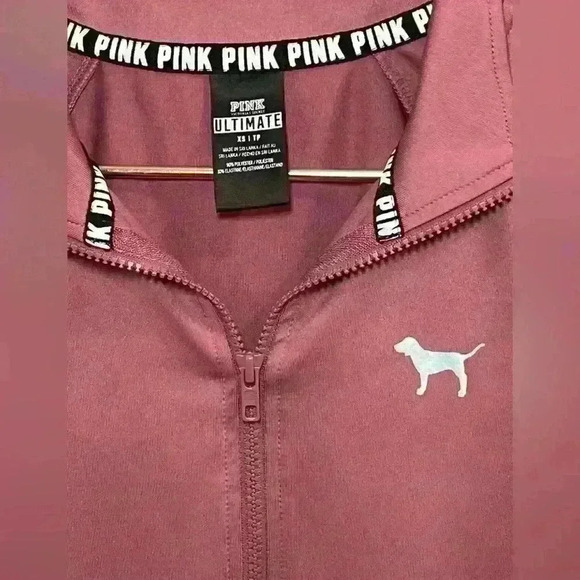 Victorias Secret Pink GRAPHIC Ultimate Deep Zip Half Zip Sweatshirt Size XS - Picture 3 of 6